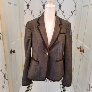 Grey Blazer. Gold Buttons. Black trim. Lord & Taylor. Size 10